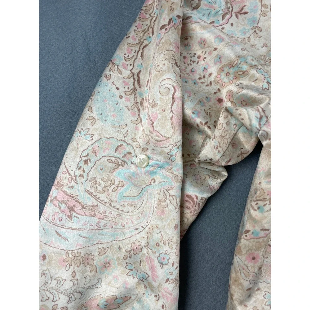 Lauren Ralph Lauren Paisley Nightgown Coquette Grandmacore Satin Pink Blue M - Picture 5 of 7